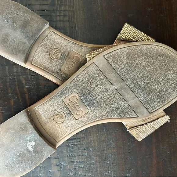 Sam Edelman Circus Gold Rhinestone Slides Flats Sandals Womens size 9.5​ - Picture 5 of 7